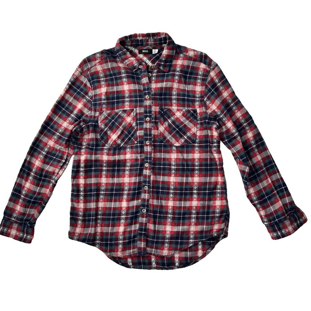 BDG Red and Blue Plaid Button Down Shirt